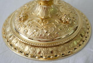 Antique solid silver gilt French Passion Chalice